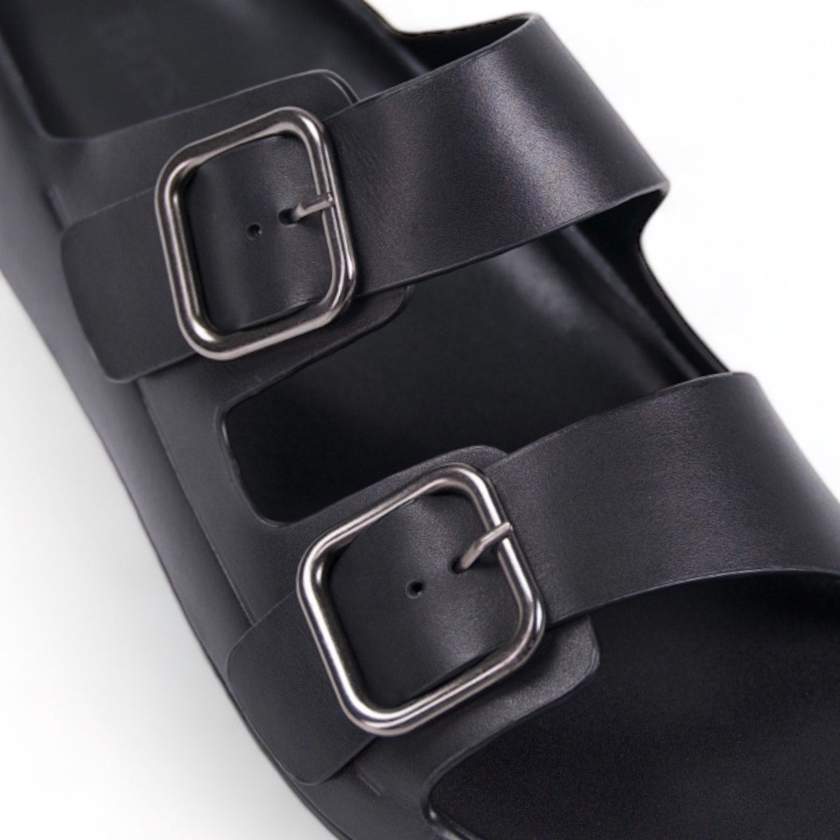 Anetos Black Leather Sandals