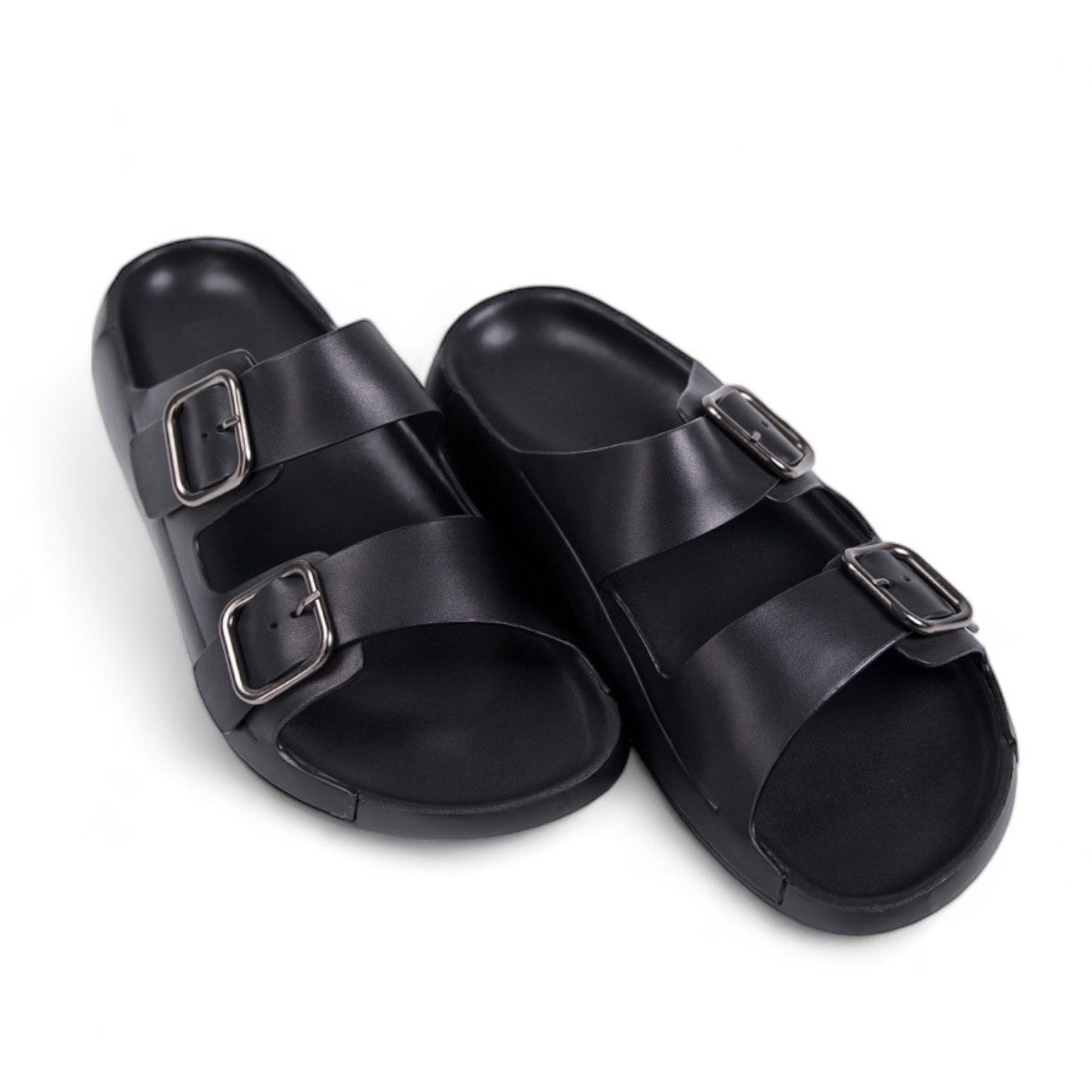 Anetos Black Leather Sandals