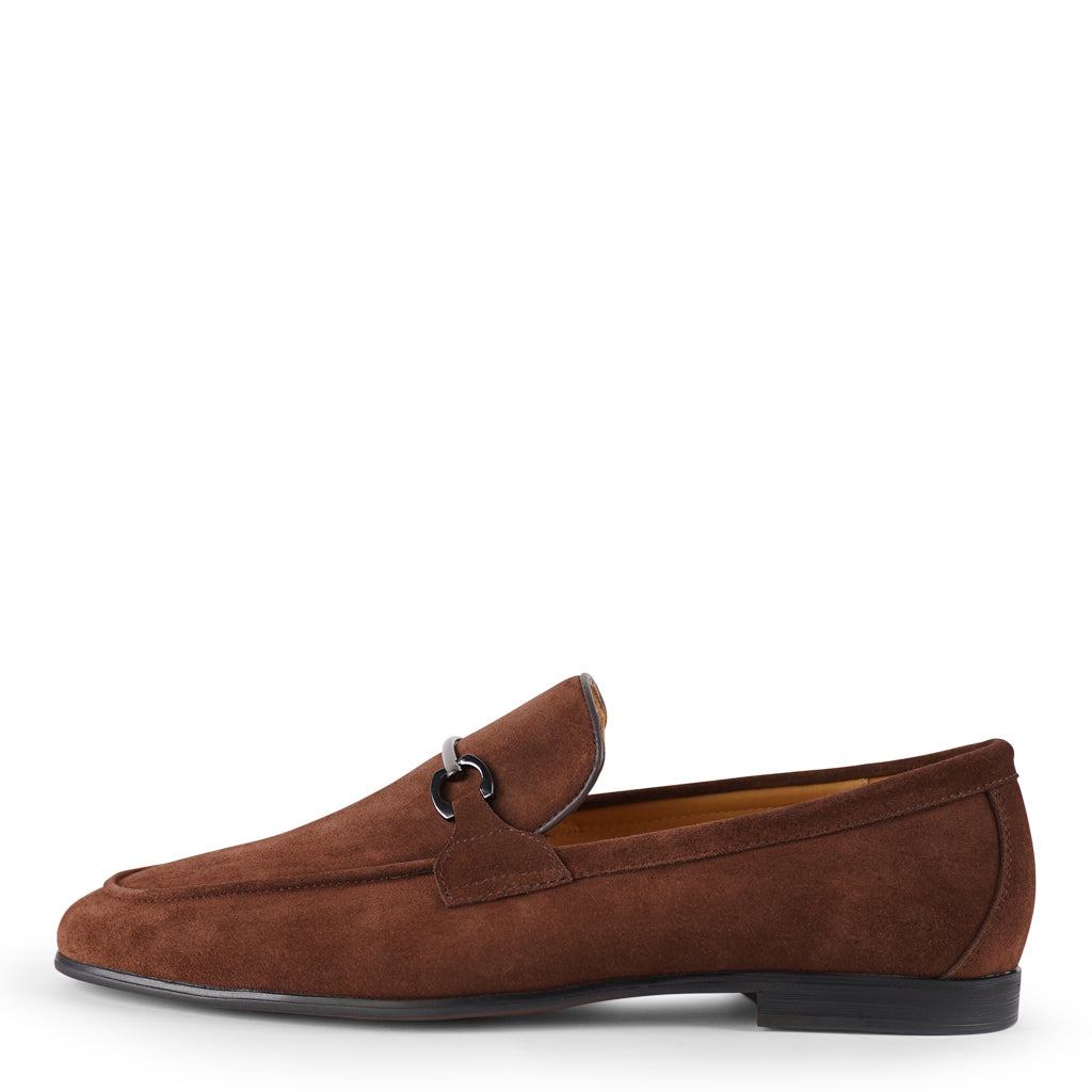 Mens Casual Shoes - Batsanis Ethan Brown Suede - Leather Slip On Loafer